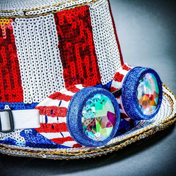 Uncle Sam USA July 4th Costume Top Hat Goggles - Picture 5 of 7